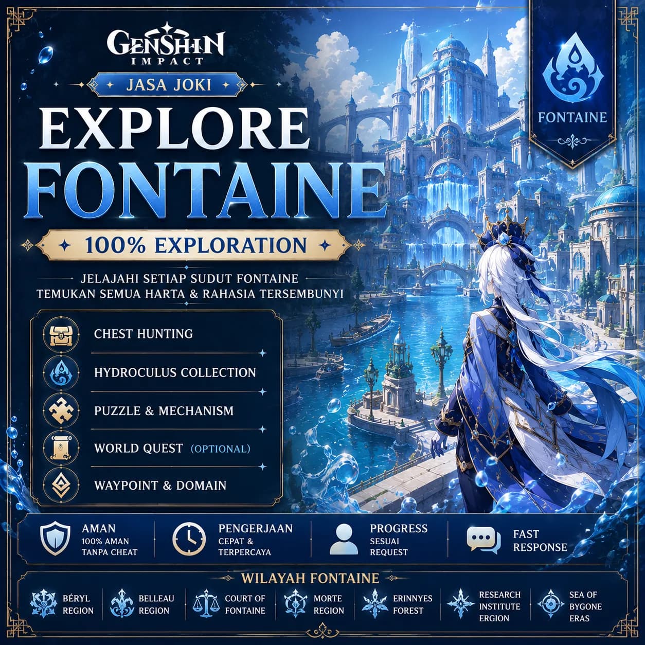 Joki Explore Genshin Impact | 100% Map, Chest, Oculus & Quest(Fontaine)