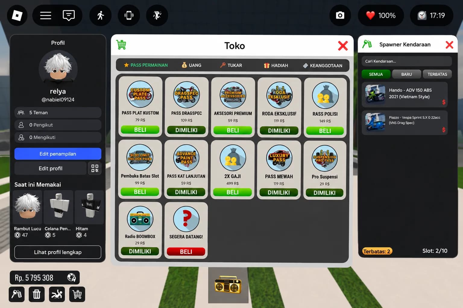 Akun Roblox spek DDS
