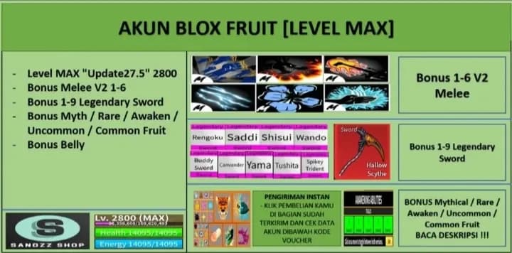 Akun Blox Fruit [Level MAX]