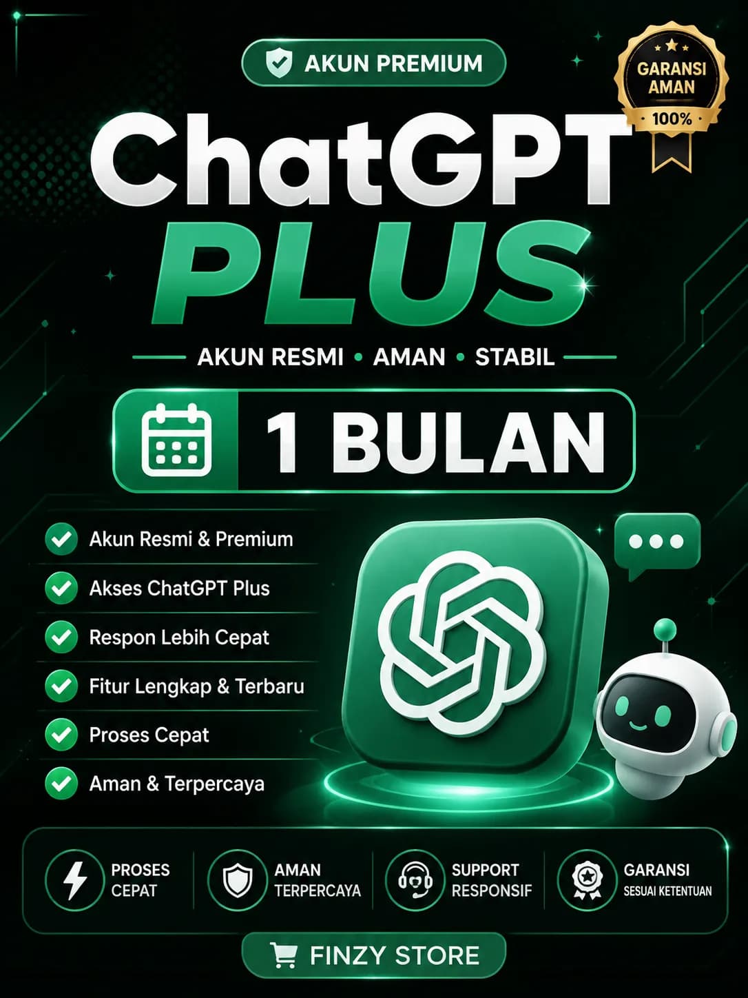 ChatGPT Plus 1 Bulan | Garansi Login | Proses Cepat