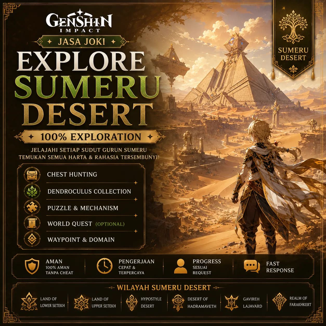 Joki Explore Genshin Impact | 100% Map, Chest, Oculus & Quest(Sumeru Dessert)