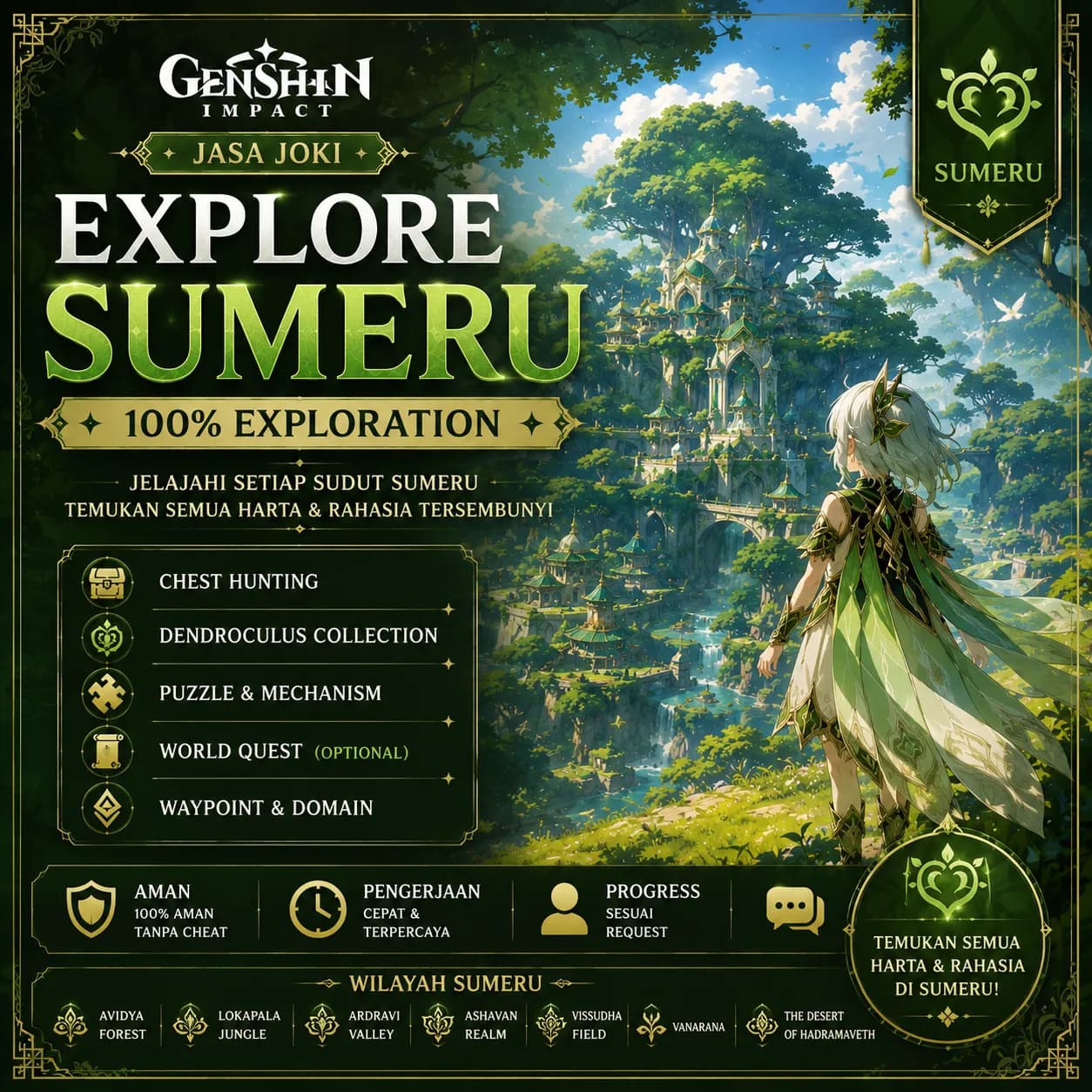 Joki Explore Genshin Impact | 100% Map, Chest, Oculus & Quest(Sumeru)