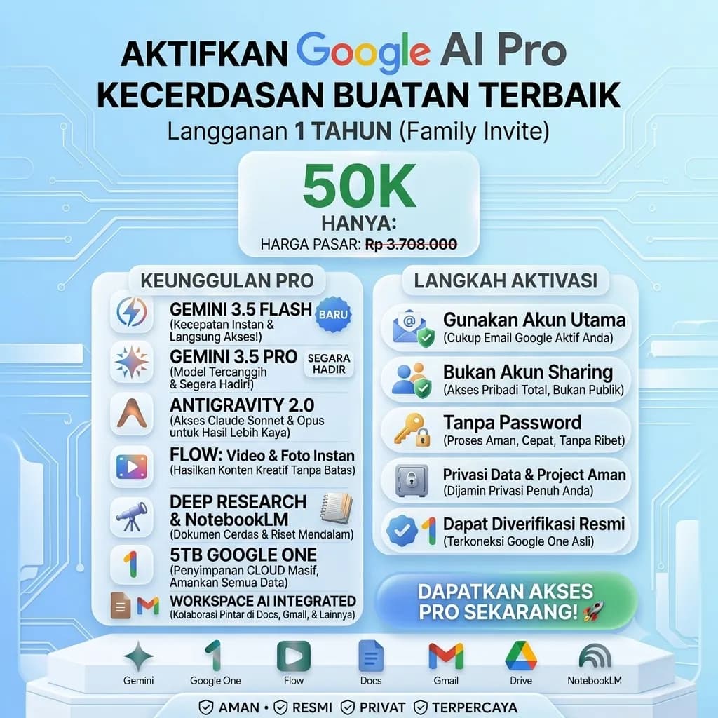 Gemini AI Pro 1 Tahun Hanya 50ribu